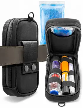 Encased Ipn7809 Wearable Insulin Travel Cooler Belt Case - 190 X 100 55mm Black