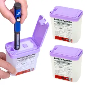 Fp208 Finepro 0.2l Size Portable Pen-needle Disposal Container Pack Of Purple Clear