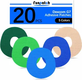 Funpatch 705353533198 G7 Adhesive Patches Waterproof 20pack Overpatch Flexible Cgm Tape Pre-cut Bac