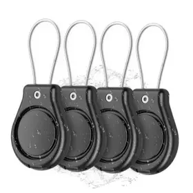 Ath-001 Geyrut 4 Pack Waterproof Holder Compatible With Apple Airtag Secure Lock Anti Black