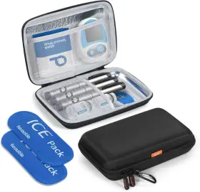 Glcon 313043393382 Portable Insulin Pen Cooler Travel Case With 2 Tsa Approved Ice Pack - Diabetes