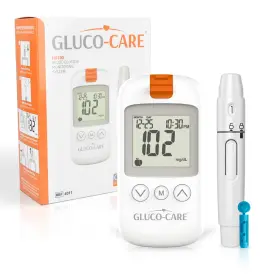 4011 Gluco-care Glucose Meter And Test Kit - White Sleek Design With Clear Large