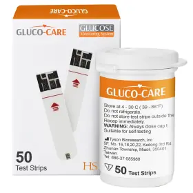 4012 Gluco-care Glucose Test Strips 50/bx High Acuracy And Fast Results White