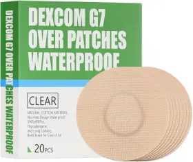 Glucomart 445054171154 20 Waterproof Patches For Dexcom G7 Latex-free Hypoallergenic 3.15 Inch Tan