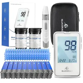 G-425-2 Glucoracy Blood Glucose Monitor Kit With 100 Sugar Test Strips And Lancets