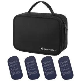 P723314183985 Glucoracy Insulin Cooler Travel Case Large Medication Bag With 4 Reusable Ice P