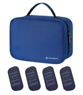 P723314210377 Glucoracy Insulin Cooler Travel Case Large Medication Bag With 4 Reusable Ice P