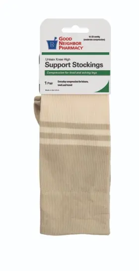 Gnp 087701190360 Good Neighbor Pharmacy Unisex Knee Sock 15-20mm Black Beige Stripe Xl