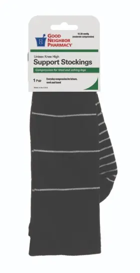 Gnp 087701190377 Good Neighbor Pharmacy Unisex Knee Sock 15-20mm Black Gray Stripe S