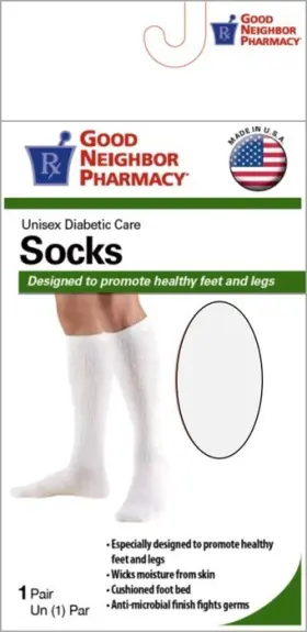 8-15mmhg Gnp 087701432842 Good Neighbor Pharmacy Diabetic Over Calf Sock White M