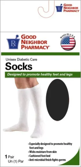 8-15mmhg Gnp 087701432934 Good Neighbor Pharmacy Diabetic Over Calf Sock Black L