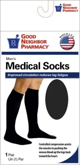 15-20mmhg Gnp 087701433092 Good Neighbor Pharmacy Knee High Mens Sock Black L