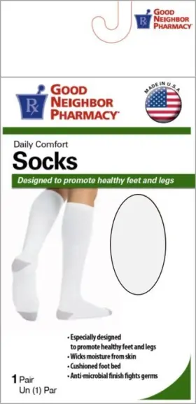 15-20mmhg Gnp 087701433207 Good Neighbor Pharmacy Over Calf Sock White L