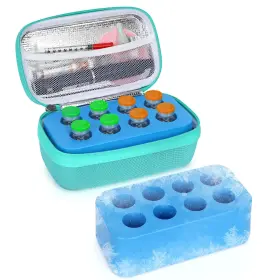 Guiguanxiangbao Leng-sku-gb-mp2wcmgz-zgrgkohi Leng Ke Insulin Vial Cooler Case 8-slot Ice Brick U-100vials Black