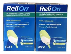 Haylos 742042836468 Relion Safety Lancets With 6 Inch Tote 50 Single Use 30g 2 Pack