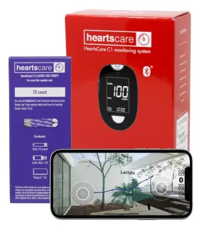 Lactate-20 Hearts Bio Heartscare Lactate Testing Kit - 10 Strips And 1 Meter 5 Sec Time W