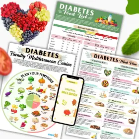 Homiex 313913666387 3 Pcs Diabetes Food List And Meal Planner Durable Easy-to-wipe Guide For Diabe