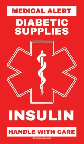 Insulin Medical Equipment Luggage Tag 600138422066 - Diabetic Supplies Alert Handle With Care D