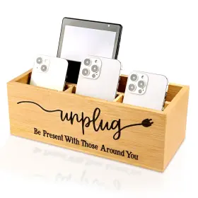 Wb-c002-bn-01 Intarsio Bamboo Wood Phone Box Unplug From Phones Tablets And Electronics For Stud