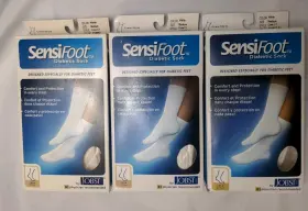 110837 Jobst Lot Of 3 Pair -jobst Sensifoot Diabetic Sock White Crew Ct M
