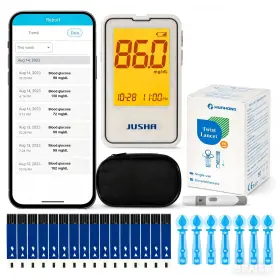 G-427b Jusha Bluetooth Blood Glucose Monitor Kit With Free App - No Coding