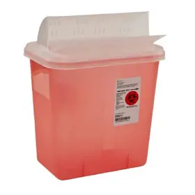 89671 Kendall Sharpsafety Sharps Container 2 Gal. Horizontal Gallons Transparent Red