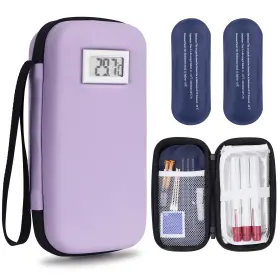 Kheprilat R-ink-029-purple Diabetic Insulin Cooler Travel Case With Temperature 8.2 Inch 4.3 2.5 Purple