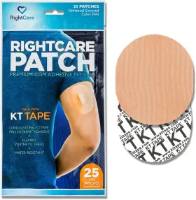 Rcscput2019 Kt Tape Cgm Adhesive Patch Universal 25-pack Covered Oval Tan Made With Synthetic