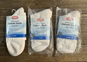Leader 096295120578 Diabetic Ankle Length Socks White Medium Nos Lot Of 3 M 5-10 W 6-10