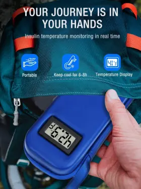 H2-blue Leng Ke Lengke Insulin Cooler Travel Case Temperature Display With 2 Tsa Approved Gel #2