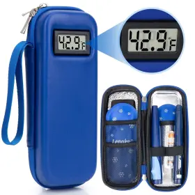 H2-blue Leng Ke Lengke Insulin Cooler Travel Case Temperature Display With 2 Tsa Approved Gel