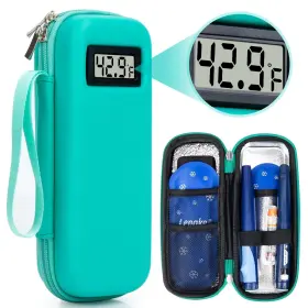 H2-green Leng Ke Insulin Cooler Travel Case With Temperature Display 2 Tsa Approved Gel I