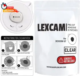 B0c1dk4n4m Lexcam Adhesive Patches Pre-cut For Dexcom G7 Pack Of 20 Waterproof Transparent Ov #2