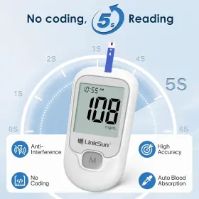 G-425-1 Linksun Blood Glucose Monitor Kit 100 Test Strips Lancets 1 #3