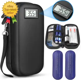 Loevcc 445052021031 Insulin Cooler Travel Case With Thermometer Temperature Display Tsa Approved Med