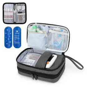 Calx22703 Luxja Insulin Travel Case With 2 Ice Packs Double Layer Diabetes For G