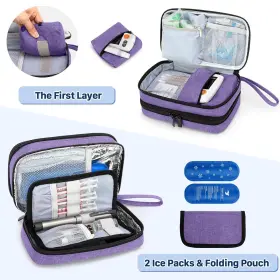 Lx22702 Luxja Insulin Travel Case With 2 Ice Packs Double Layer Diabetes #2