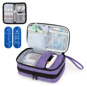 Lx22702 Luxja Insulin Travel Case With 2 Ice Packs Double Layer Diabetes