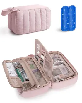 02502 Marscamd Puffy Diabetes Travel Case With 2 Ice Packs Insulin Pink