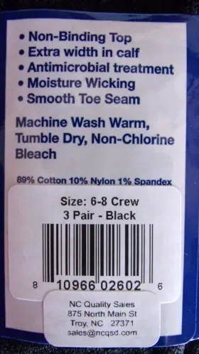 Med Care 810966026026 Nwt - 3 Pairs Diabetic Black Crew Socks Size Small Us 6-8 Usa #3