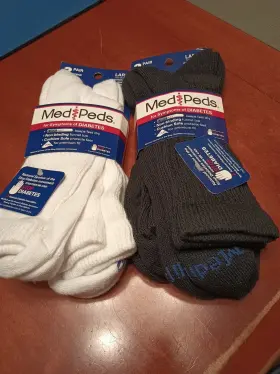 Med Peds 071400010913 For Symptoms Of Diabetes 2 X Pair Wide Crew Socks Large Men S 9-12