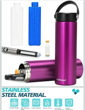 Gcsty008b Medineed Travel Cooler Case Bio-gel Ice Pack 304 Stainless Steel Handle Design