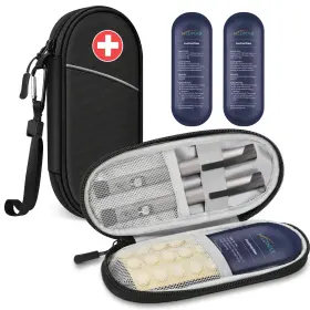 Medmax 680660657235 Insulin Cooler Travel Case With 2 Ice Packs - Portable Water Resistant Insula