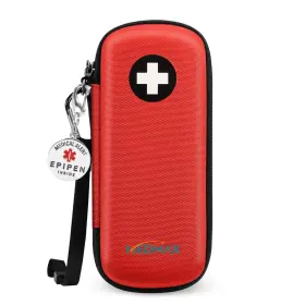 B42736 Medmax Epipen Carrying Case With Medical Alert Tag Hard Shell Shock Red