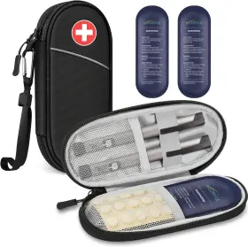 Thmab04eu Medmax Insulin Cooler Travel Case With 2 Ice Packs - Portable Water Resistant Black