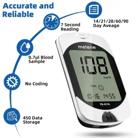 Td-4116 Metene 850009854001 Blood Glucose Monitor Kit 100 Glucometer Strips #2