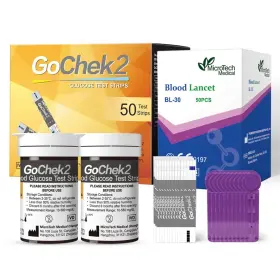 Gocheck2 Microtech Lan50 Str50 Blood Glucose Test Strips And Lancets 180d 50 Count Pack Of 1 Non