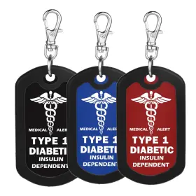 Mnmoom 751501010011 Insulin Dependent Type 1 Diabetic Tag 3pcs Medical Alert Zipper Pull Bag