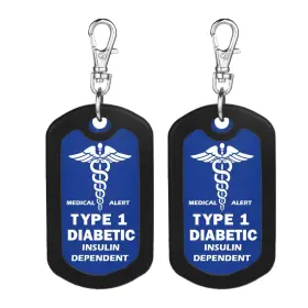 Mnmoom 751501010035 Insulin Dependent Type 1 Diabetic Tag 2pcs Alert Zipper Pull Bag Blue -2x