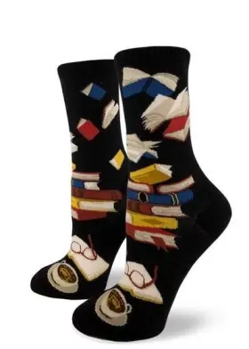 Modsocks 816626021844 Bibliophile Womens Crew Socks - Black 1 Pair Pack